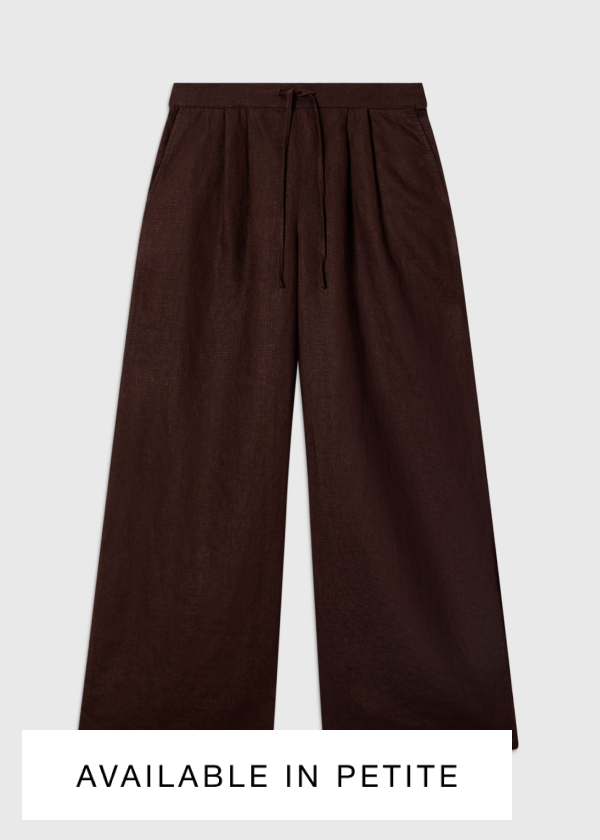 Brown Wide Leg Linen Trouser