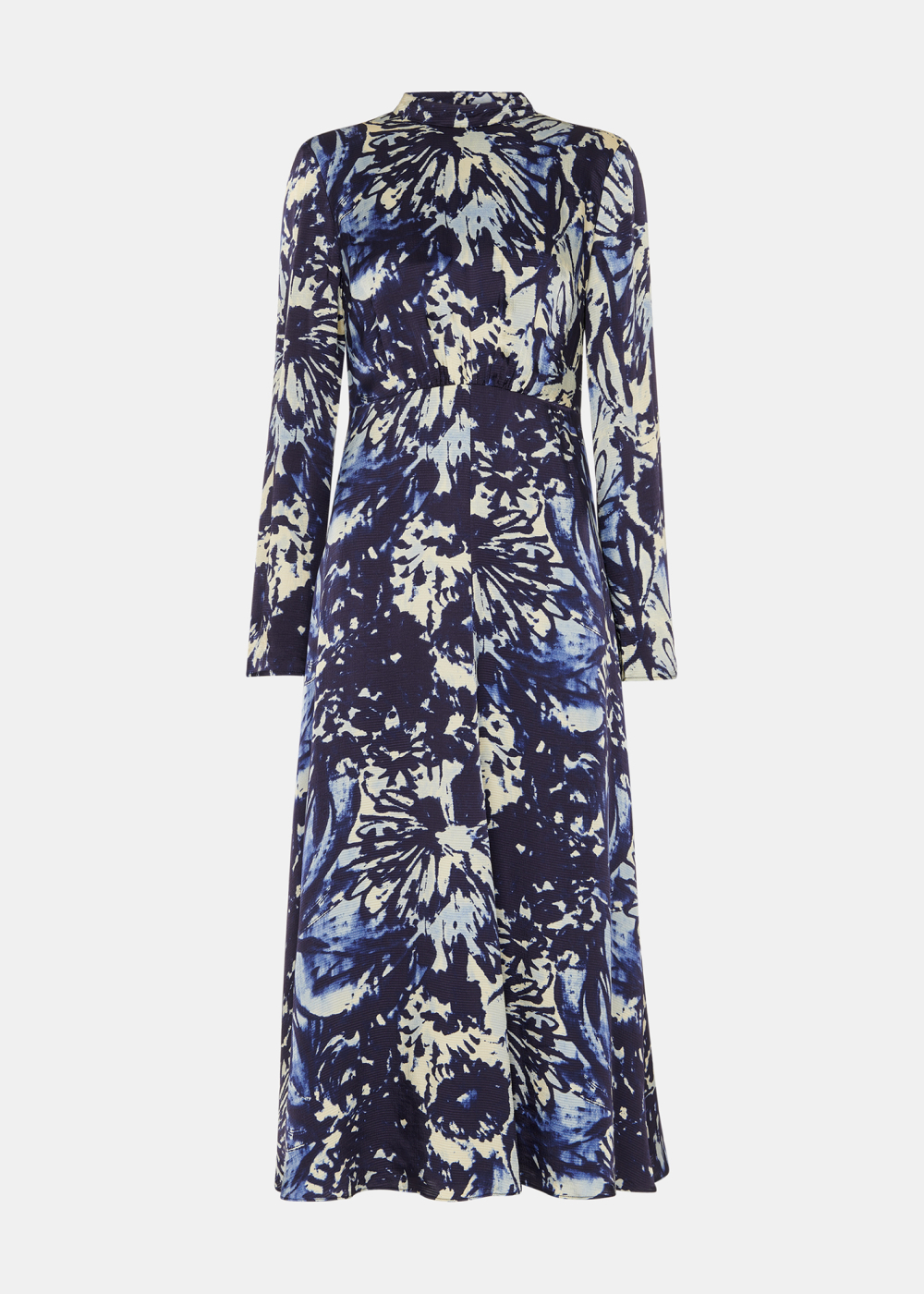 Navy Dazzled Floral Satin Dress