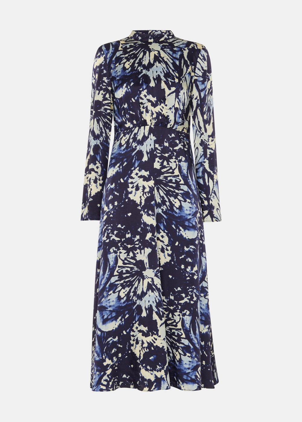 Navy Dazzled Floral Satin Dress