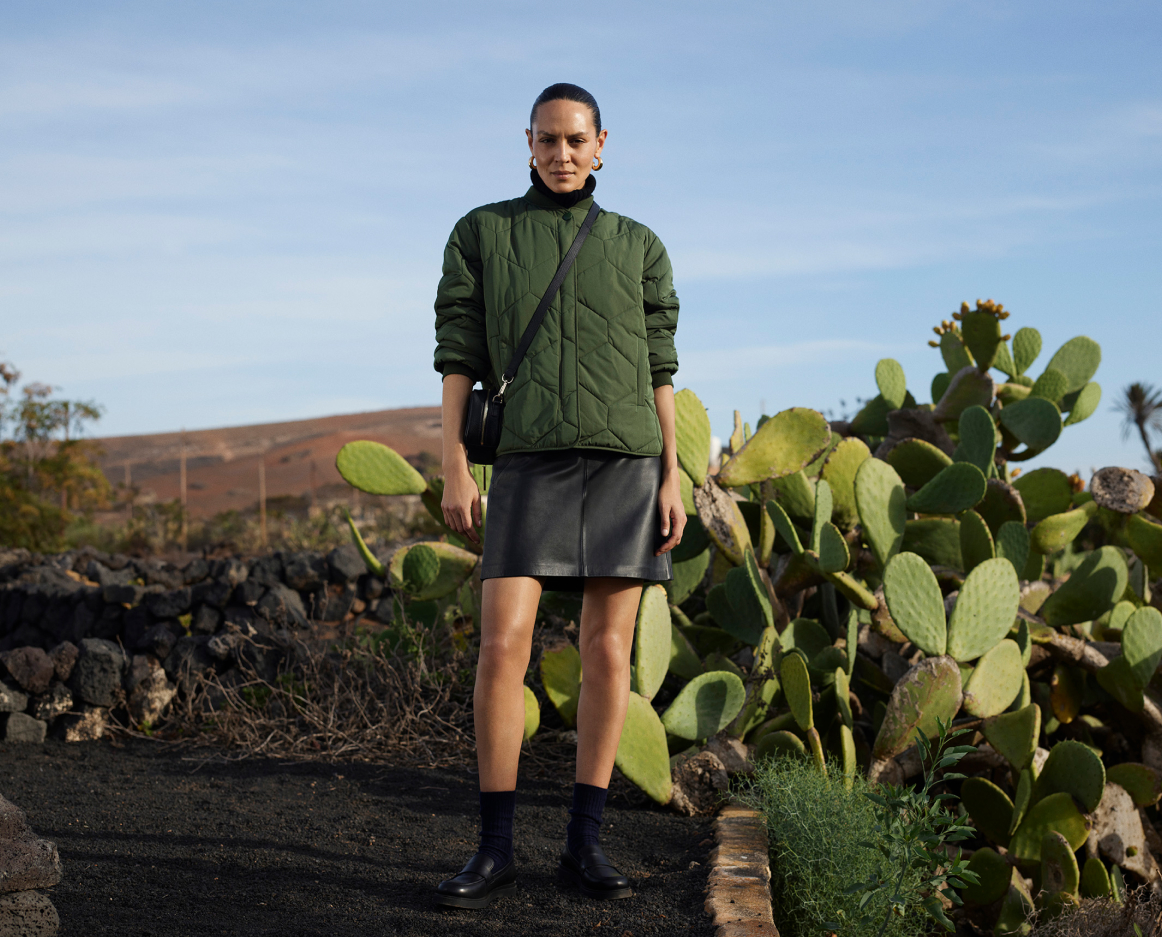 Khaki Ida Short Quilted Coat