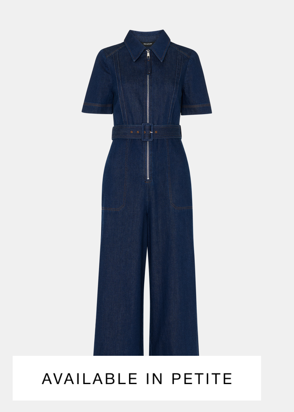 Denim Denim Pintuck Belted Jumpsuit