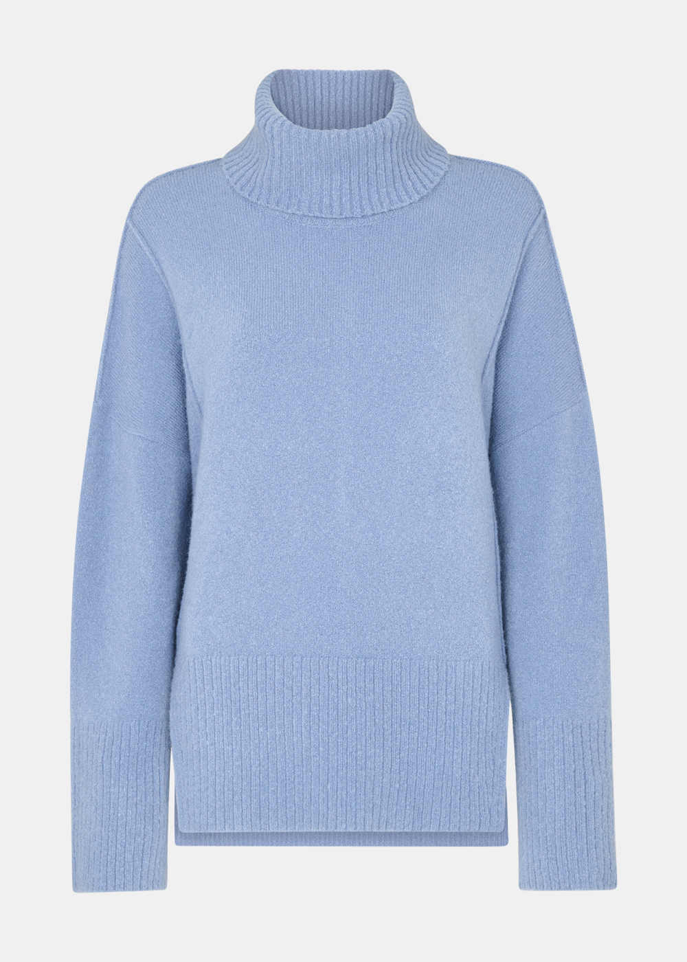 Blue Wool Mix Roll Neck Knit