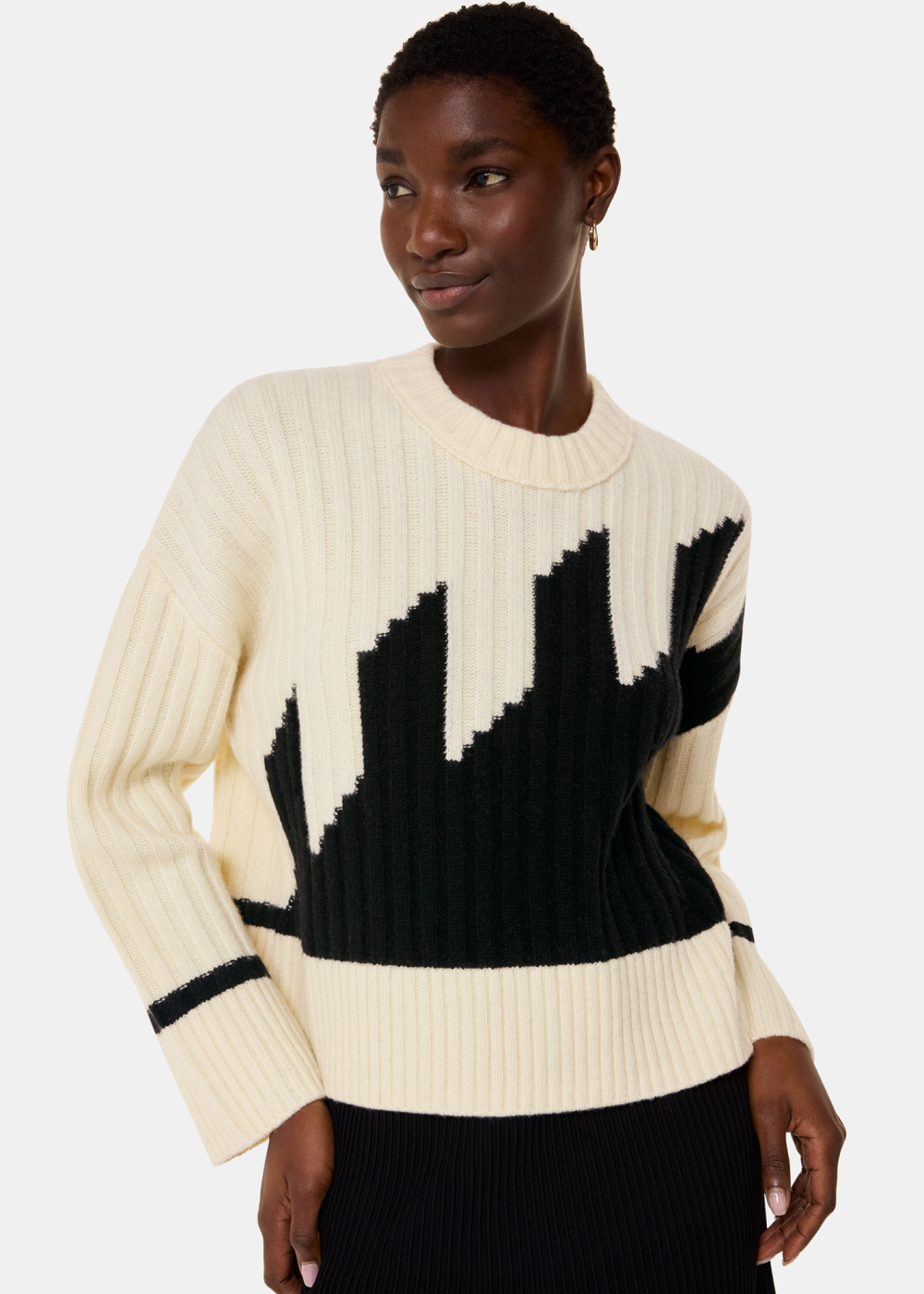 Ivory Graphic Intarsia Wool Knit
