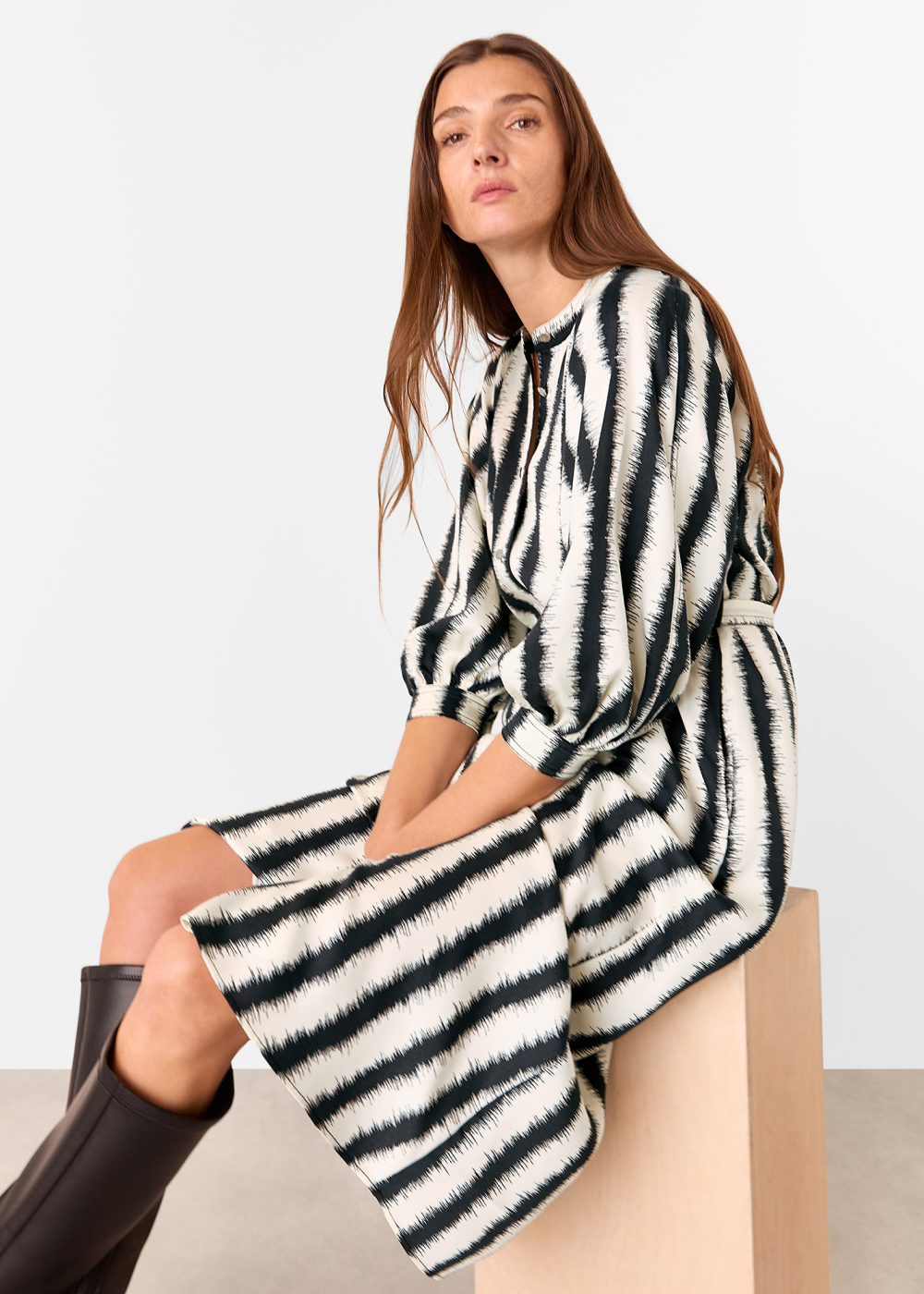 Ivory Hazy Stripe Mabel Dress