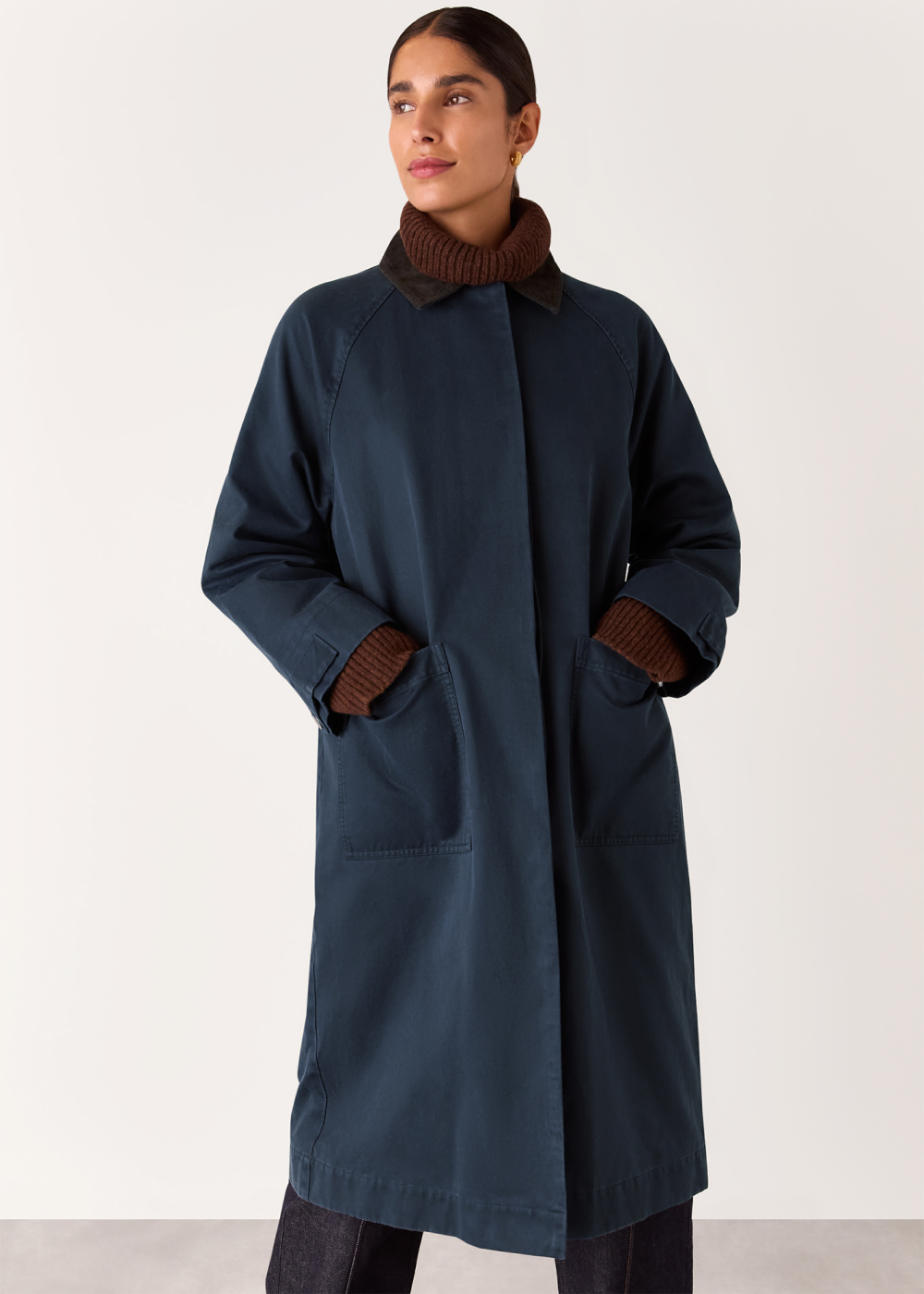 Navy Gabriella Waxed Overcoat