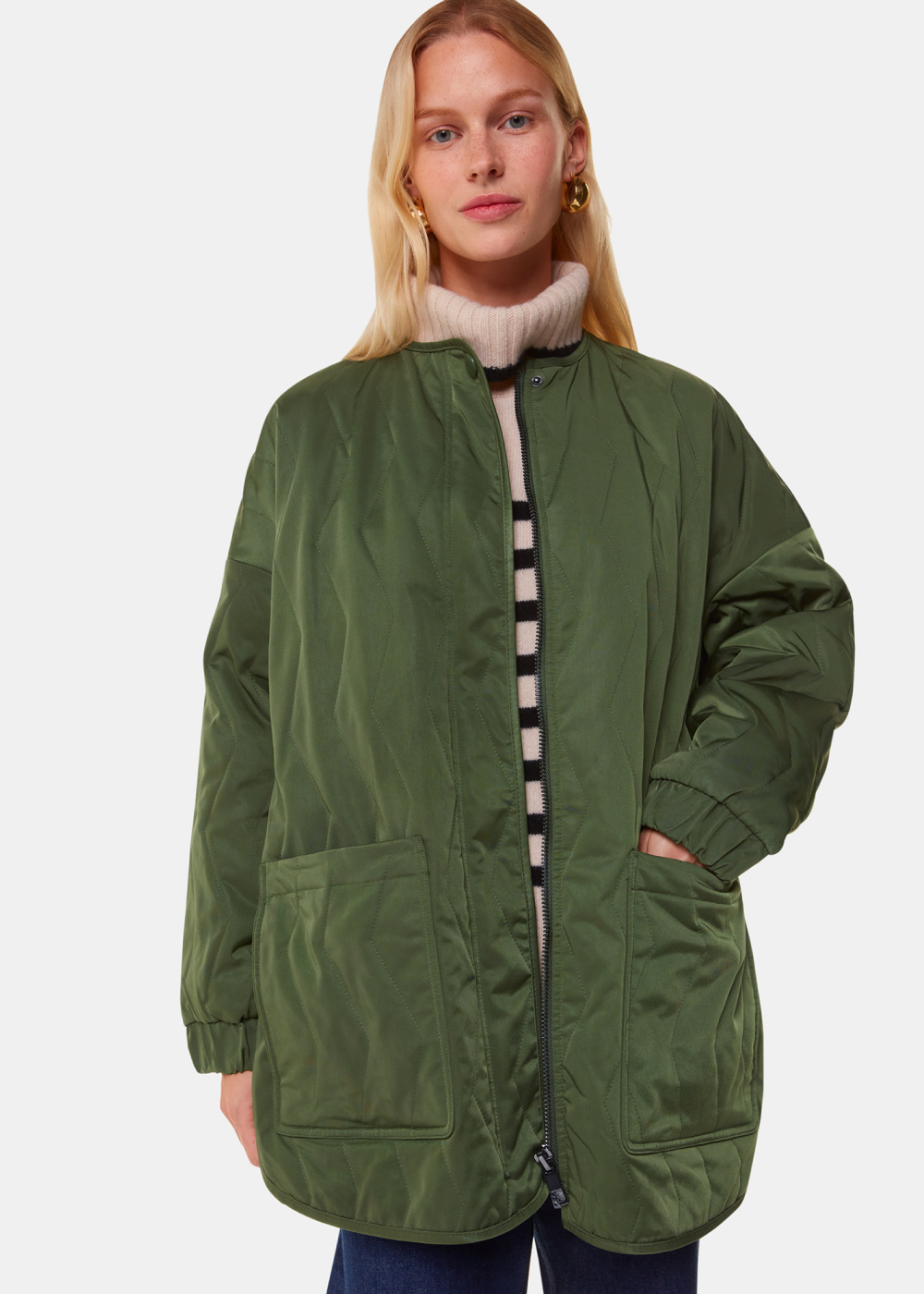 Khaki Esther Quilted Coat