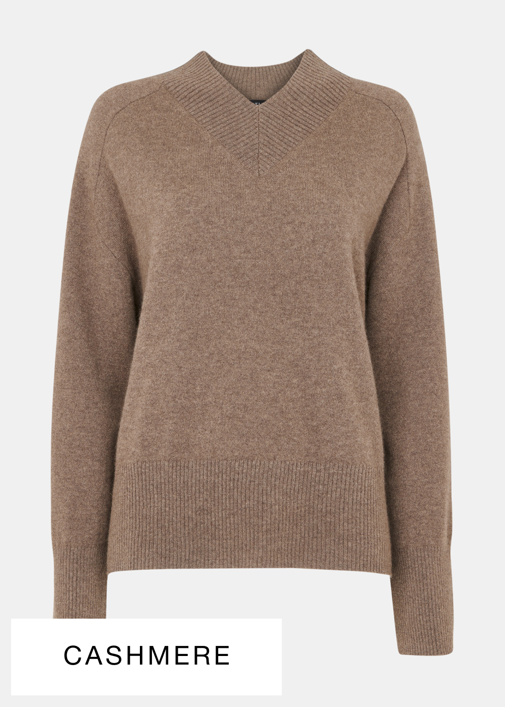 Neutral Cashmere V Neck Knit