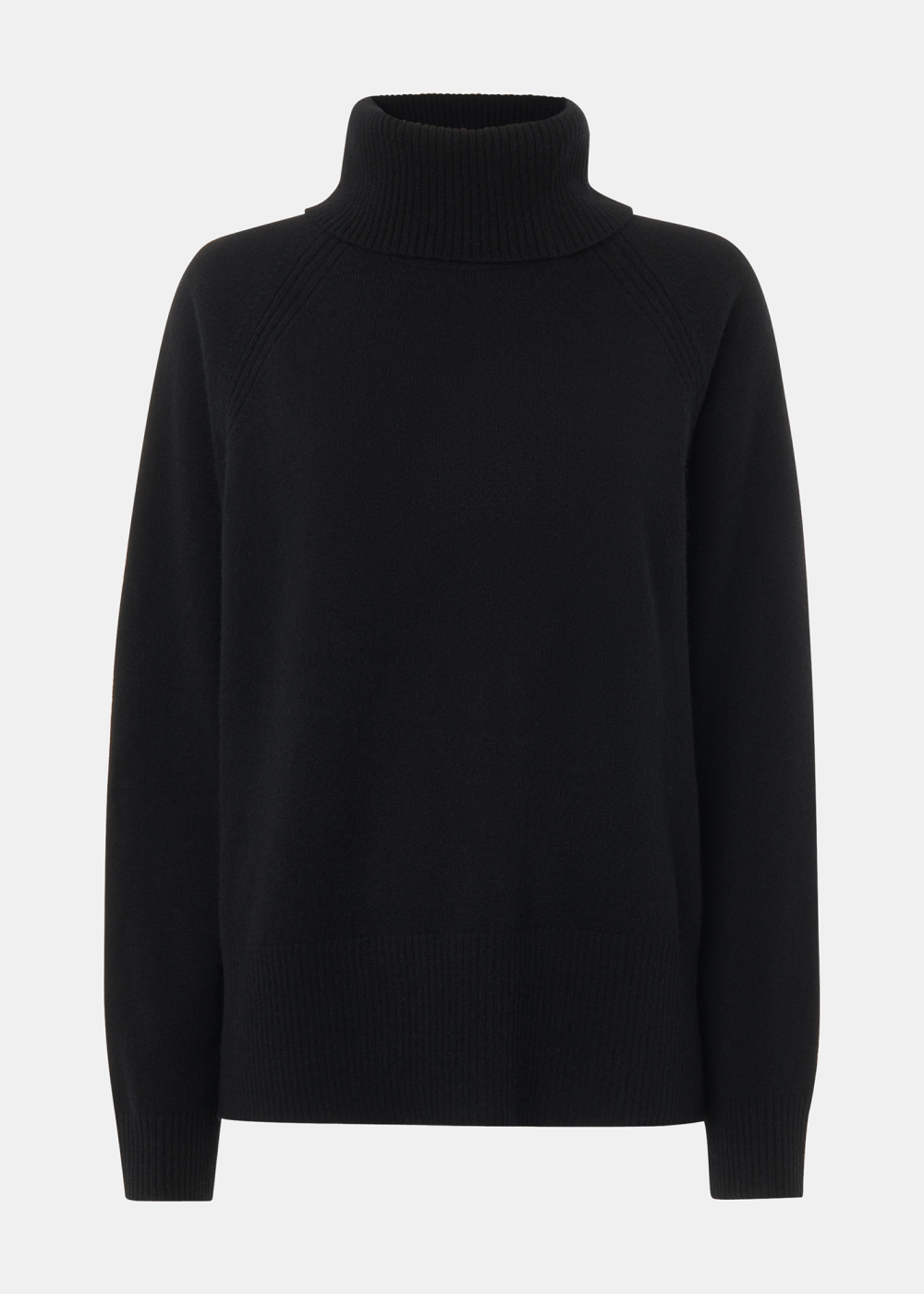 Black Wool Split Back Roll Neck