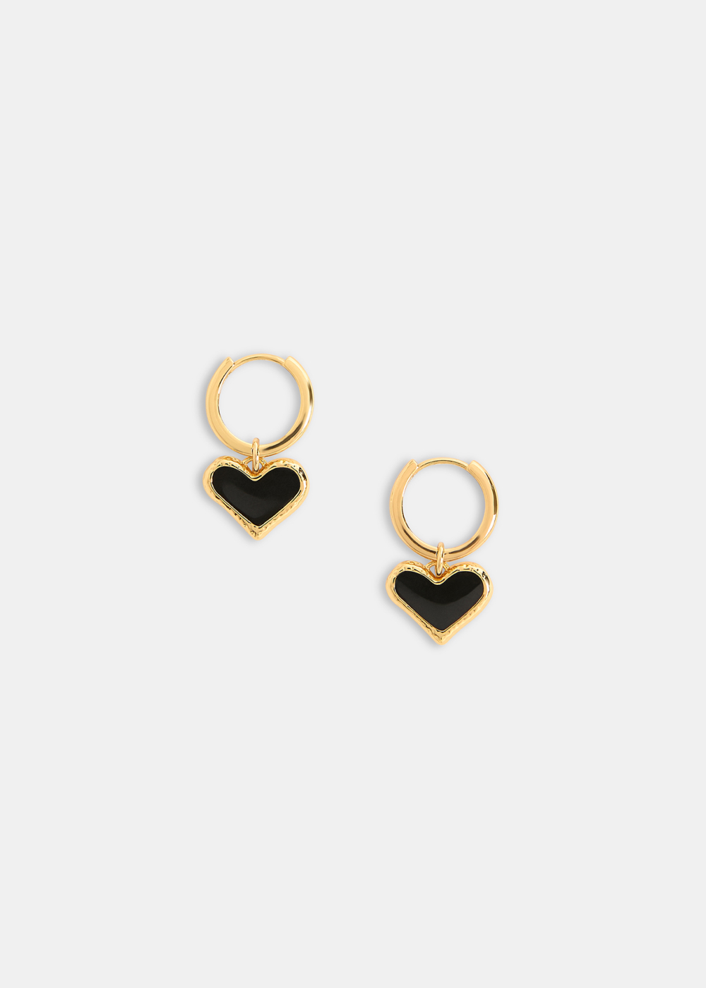 Gold Enamel Heart Huggie Earring