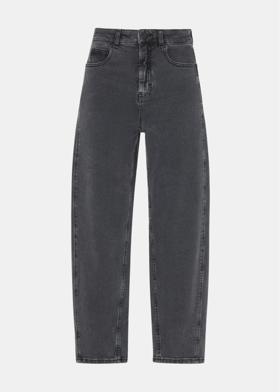 Grey Stretch Barrel Leg Jean