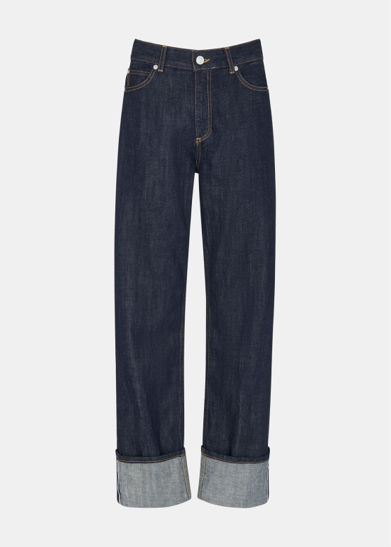 Dark Denim Turn Up Selvedge Jean