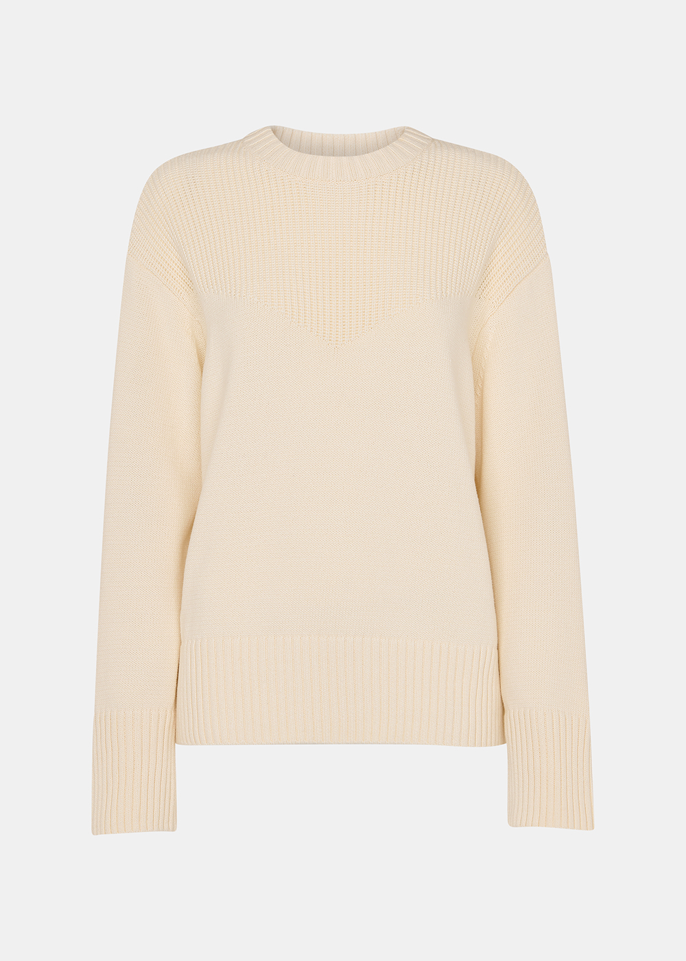 Ivory Fringed Rib Detail Sweater