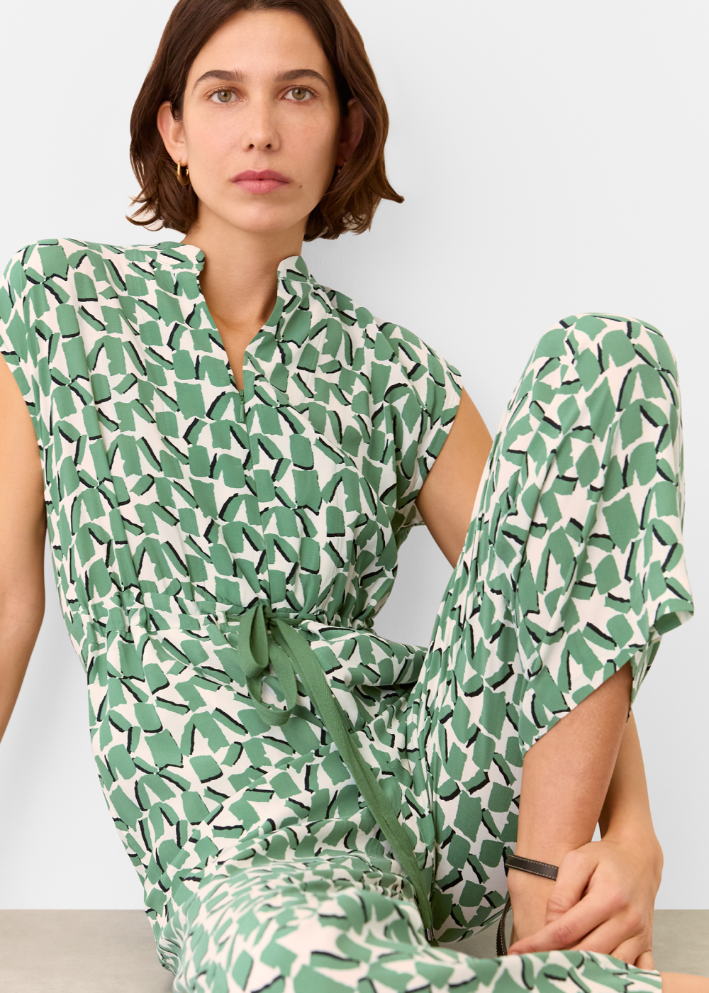 Ivory Abstract Squares Jumpsuit