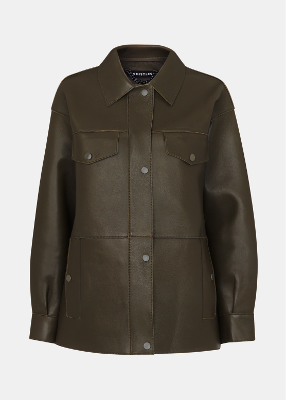 Khaki Clean Bonded Leather Jacket
