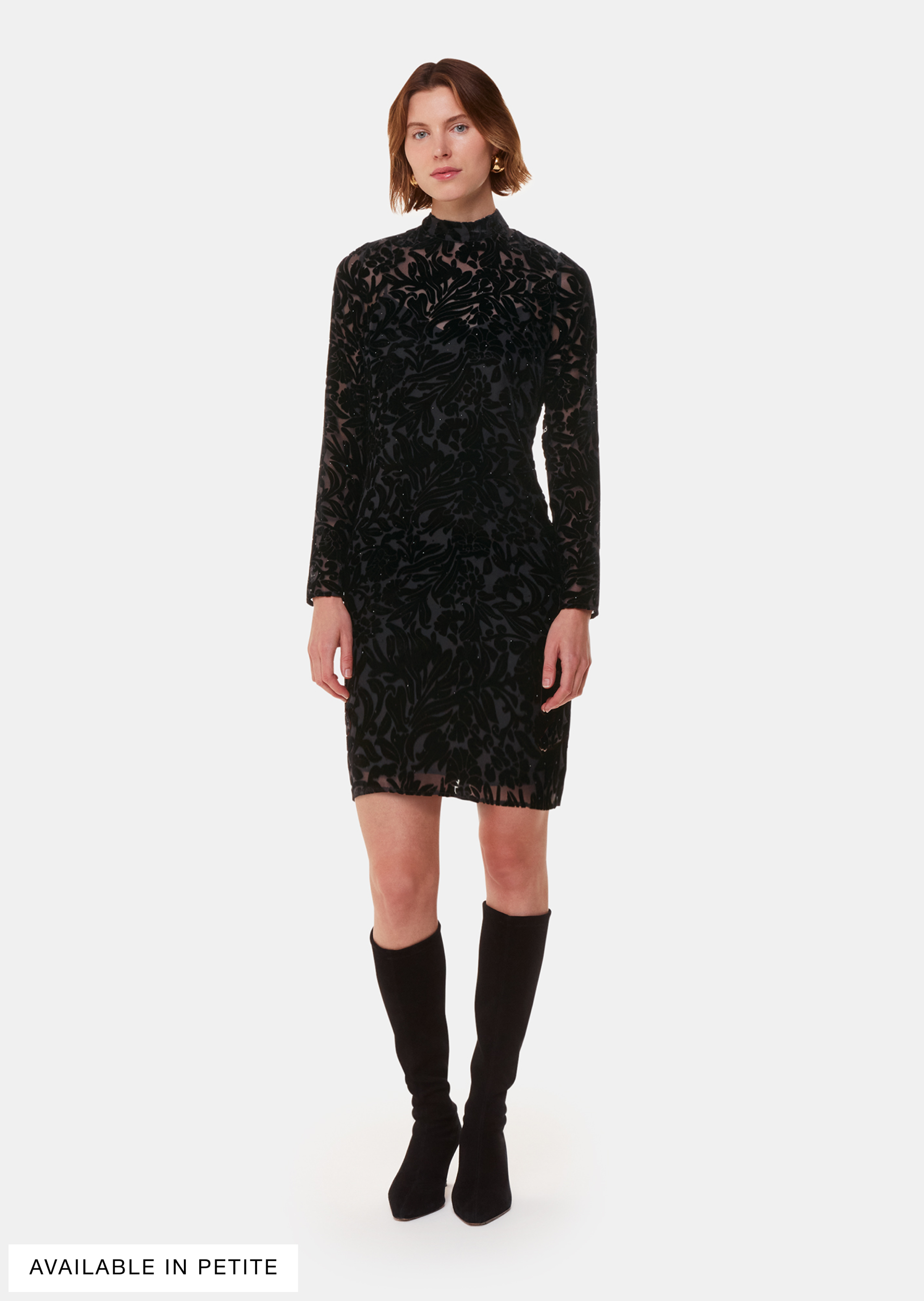 Black Hot Fix Floral Velvet Dress