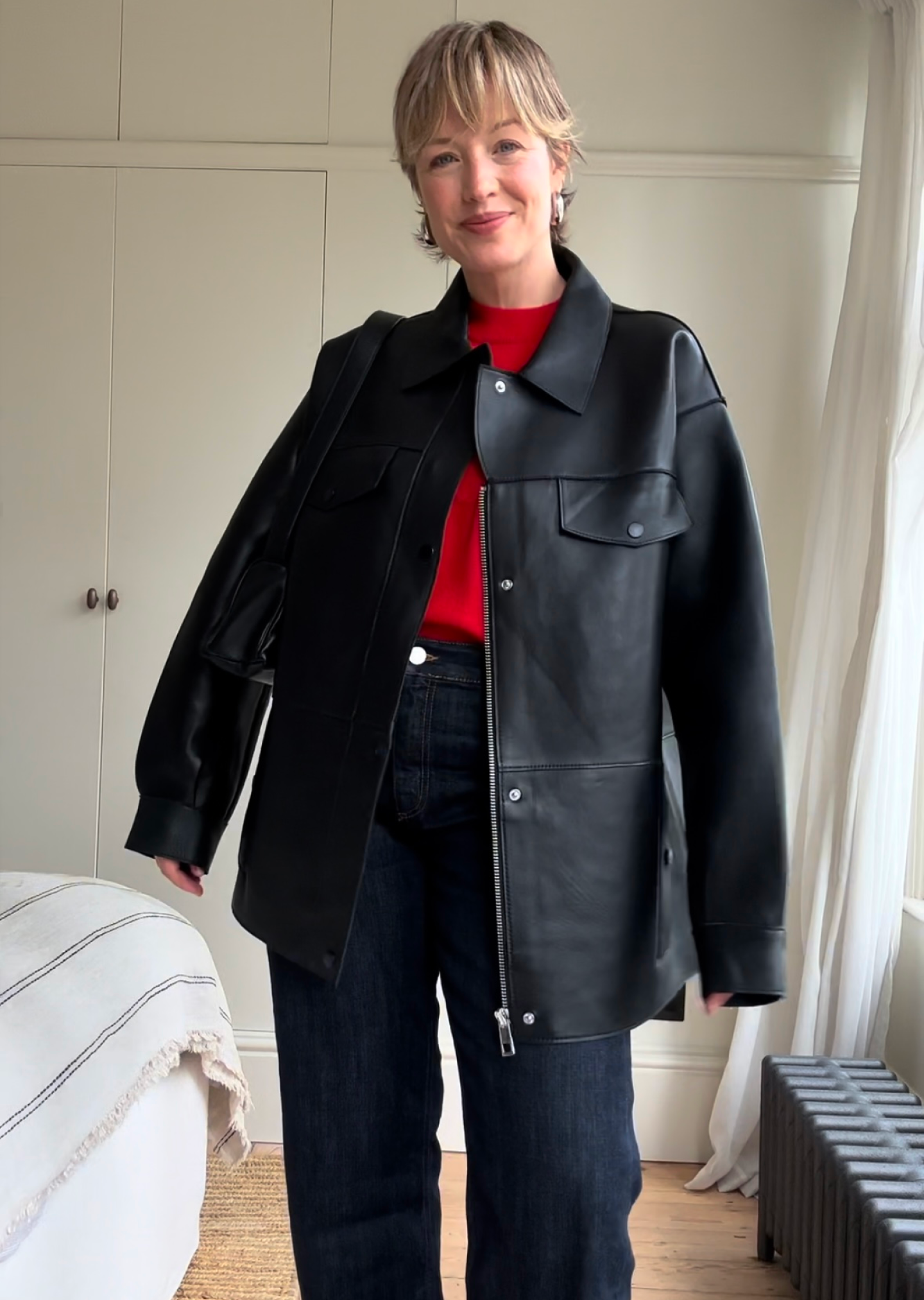 Black Clean Bonded Leather Jacket
