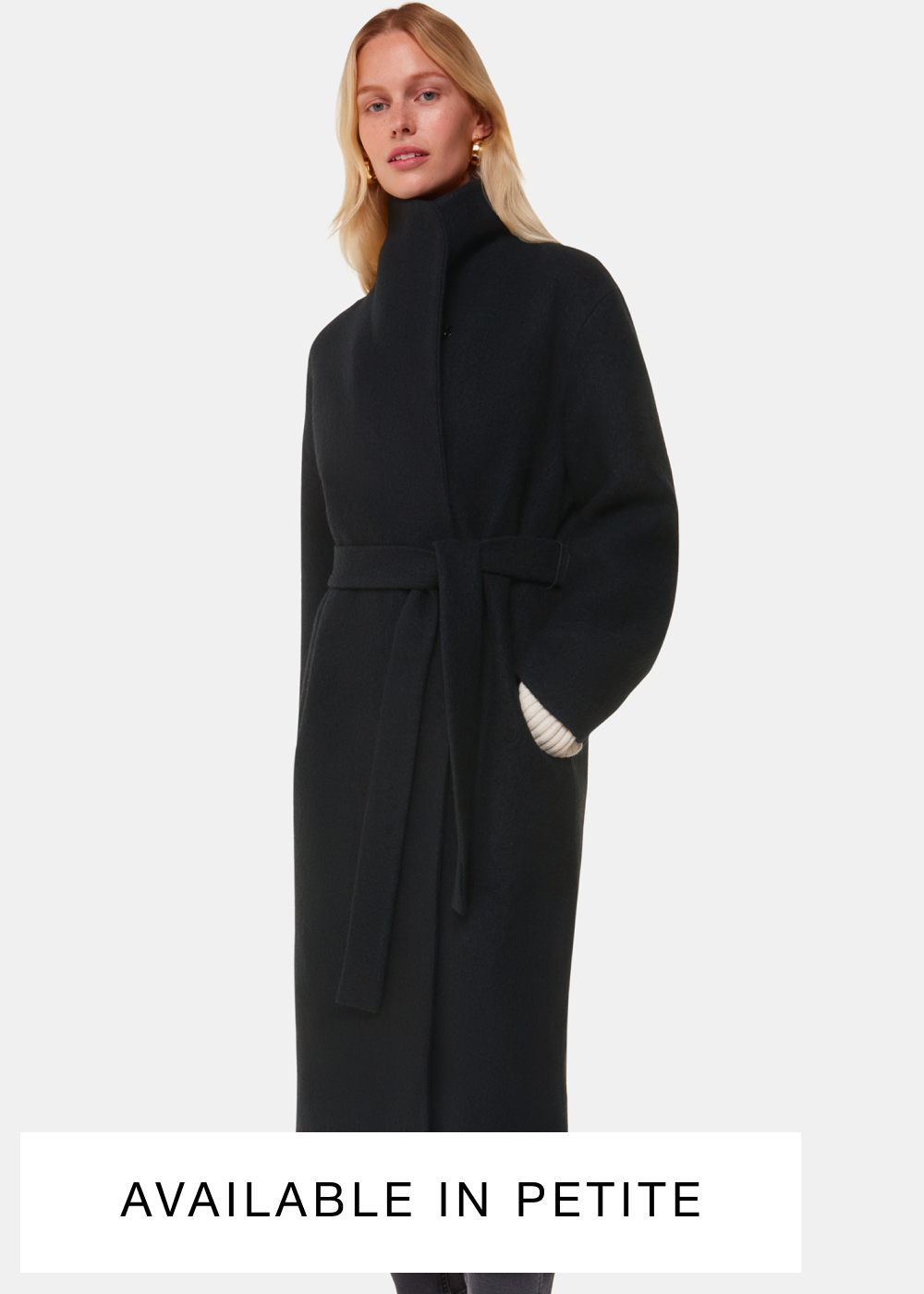 Black Morgan Funnel Neck Coat