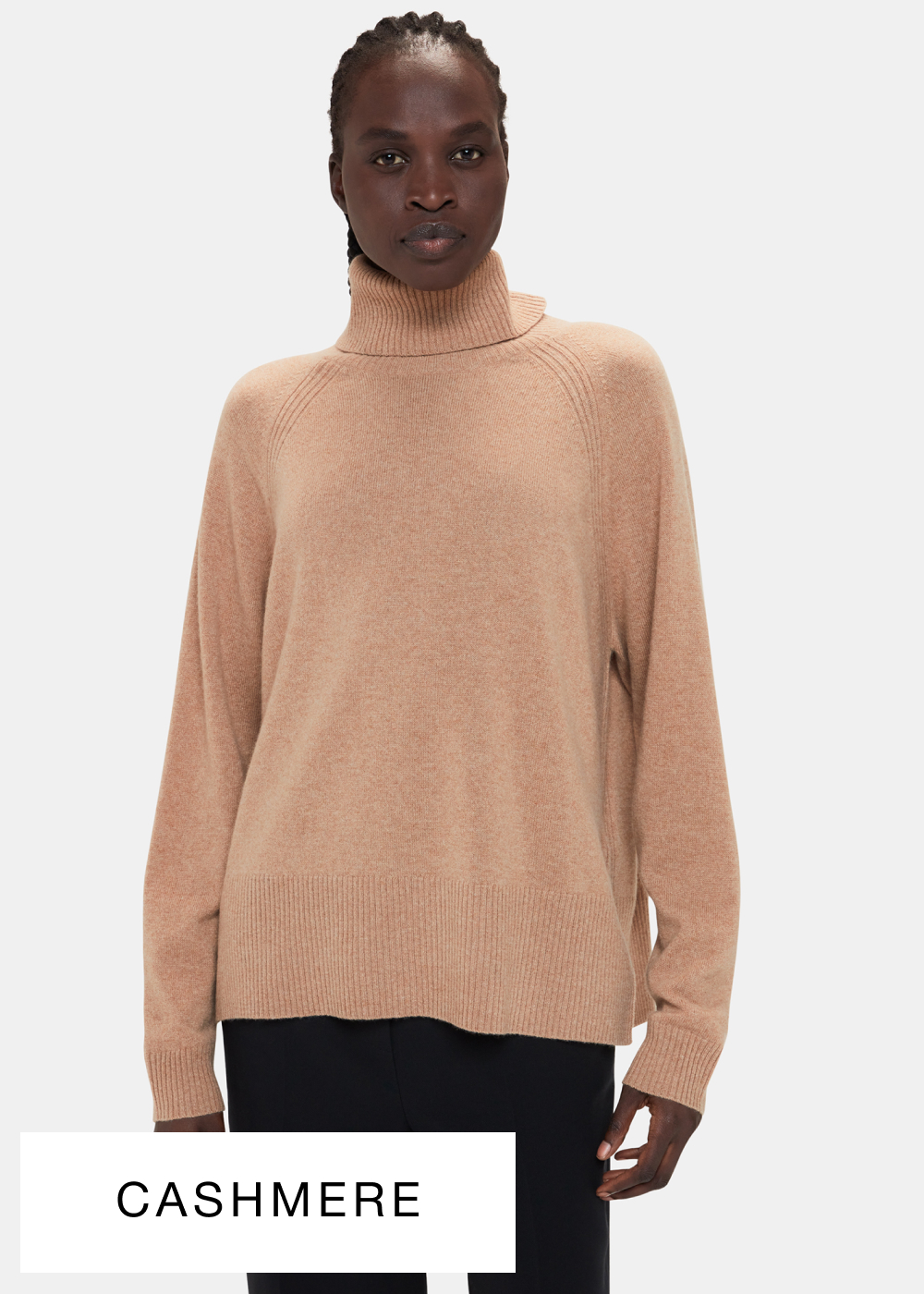 Camel Cashmere Roll Neck