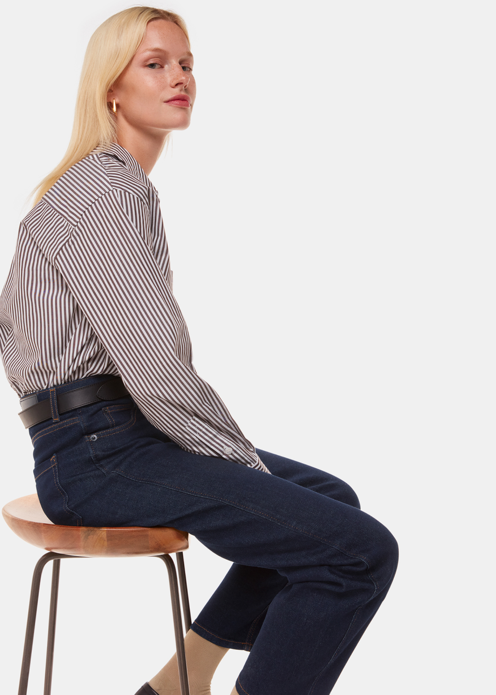 Dark Denim Stretch Barrel Leg Jean