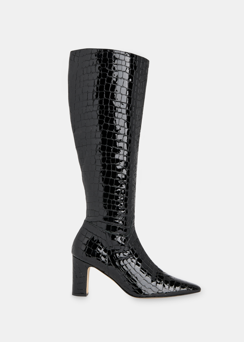 Black Albie Croc Knee High Boot
