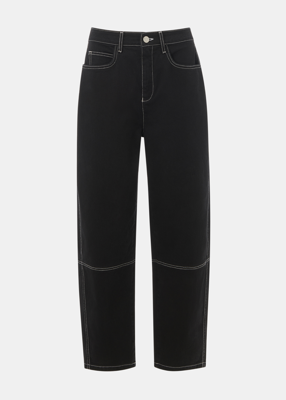 Black Contrast Detail Barrel Jean