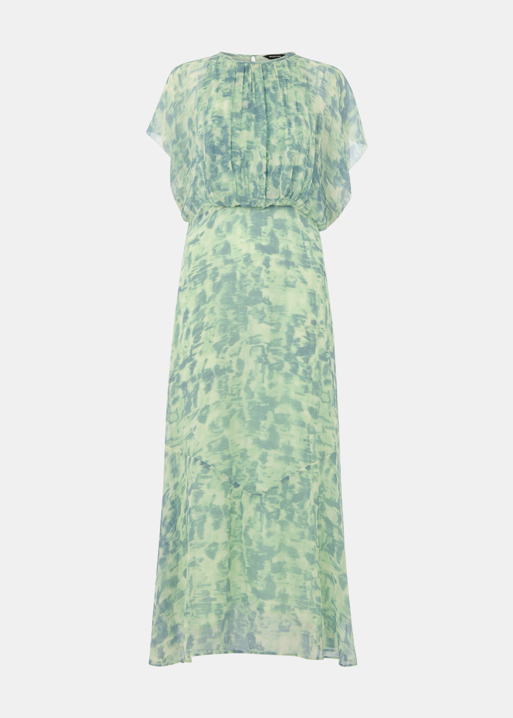 Green Dashed Brush Marks Midi Dress