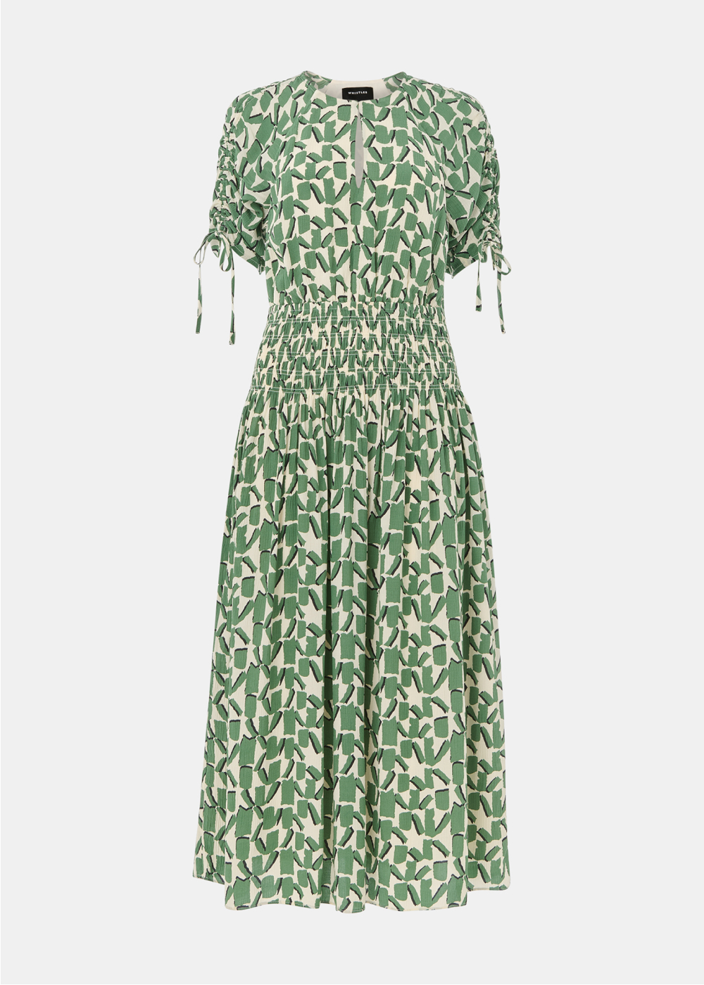 Ivory Abstract Squares Midi Dress