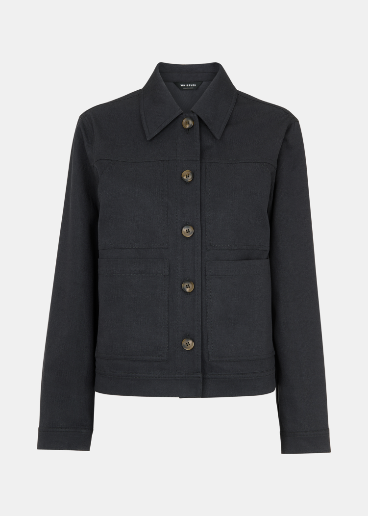 Washed Black Mia Pocket Detail Jacket