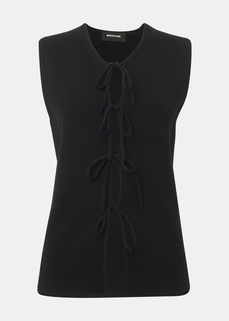Black Tie Front Detail Tank