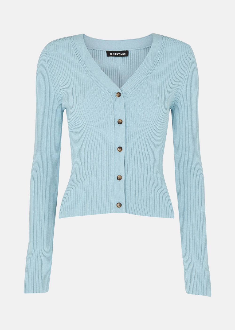 Blue Ribbed V neck Cardigan