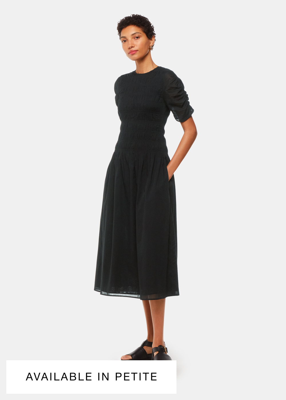 Black Avery Smocked Dress