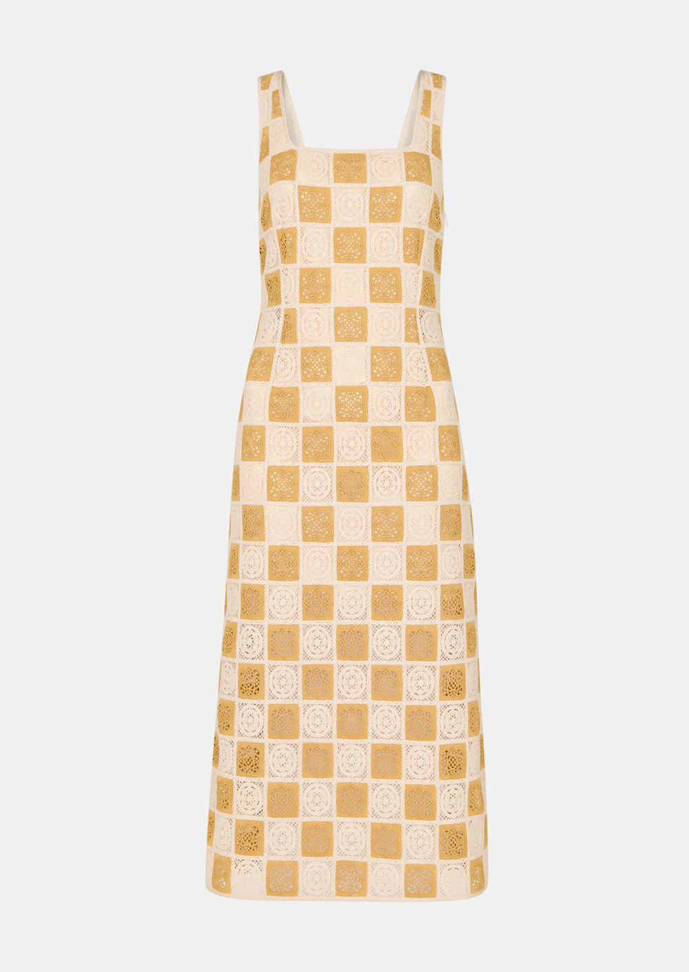 Ivory Cotton Crochet Midi Dress