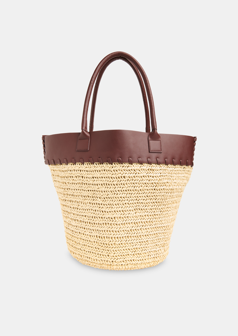 Neutral Ruhi Collar Straw Tote
