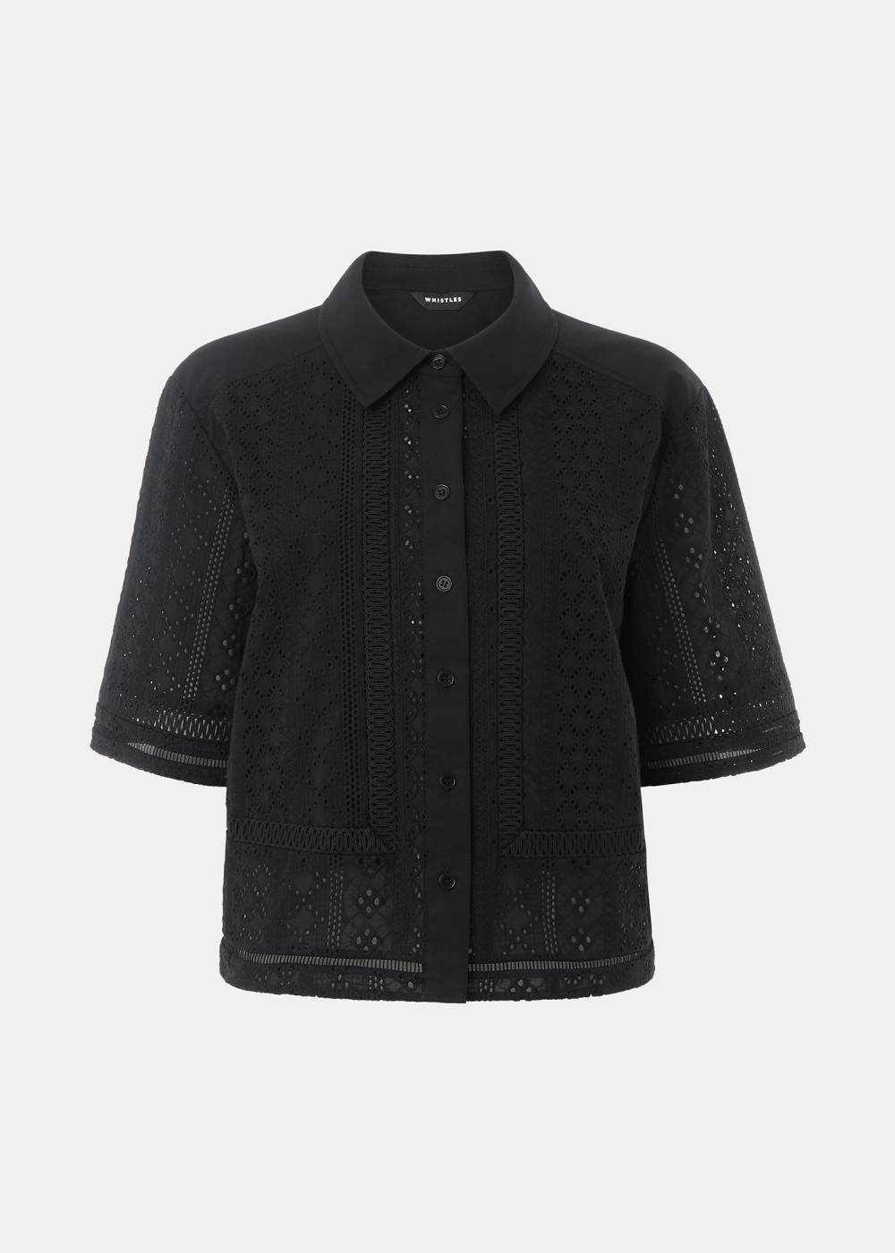 Black Broderie Cotton Shirt