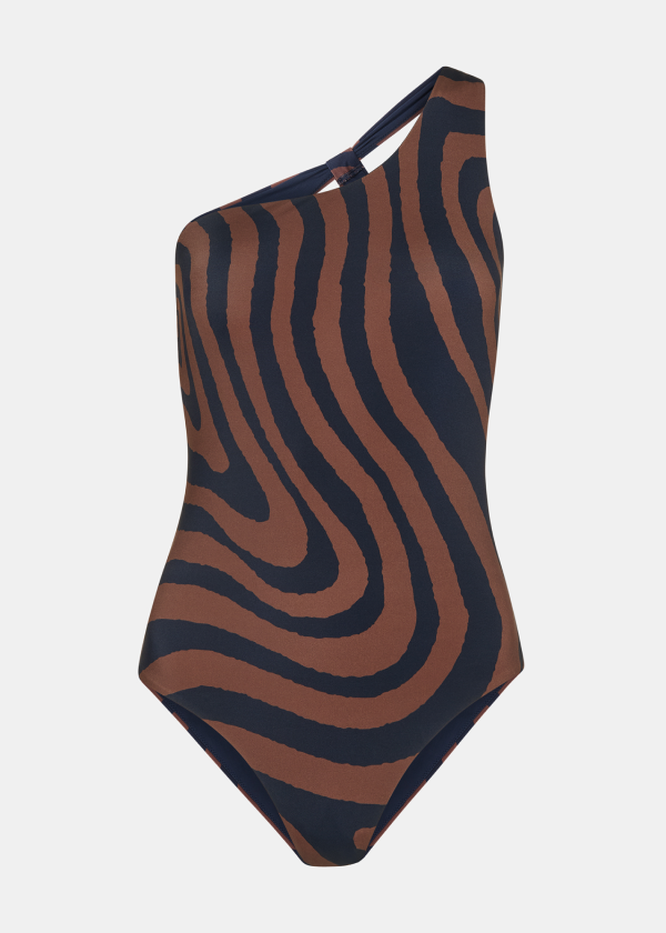 Navy Swirl Print Swimsuit