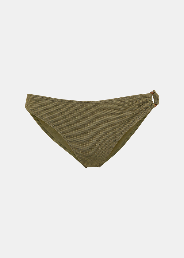 Khaki Ring Detail Bikini Bottom