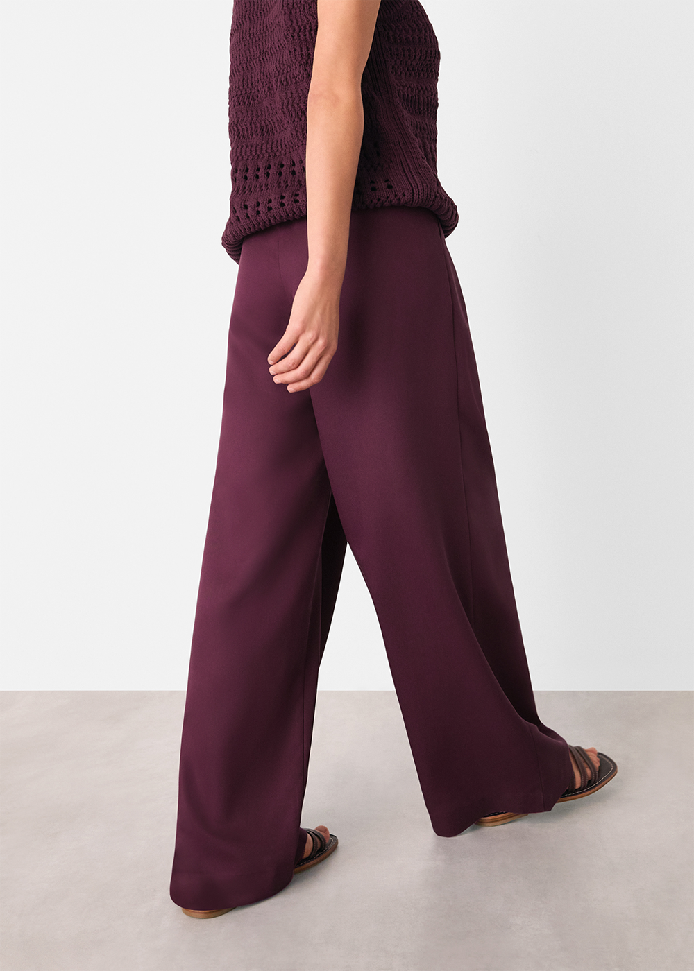 Plum Pleat Front Relaxed Trouser