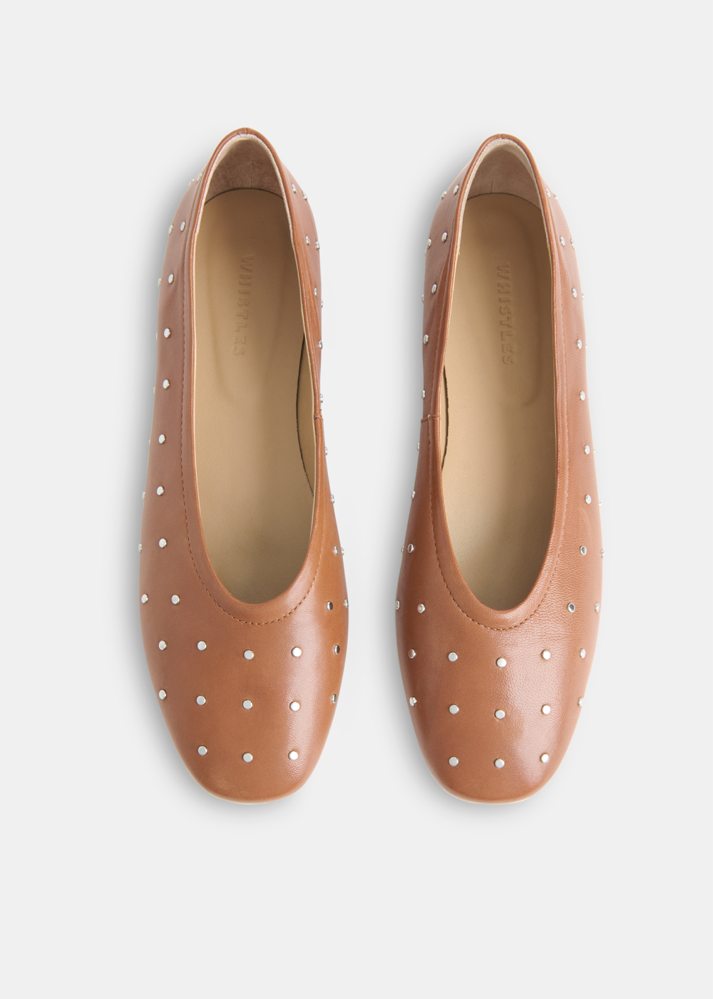 Tan Karina Studded Ballet Pump