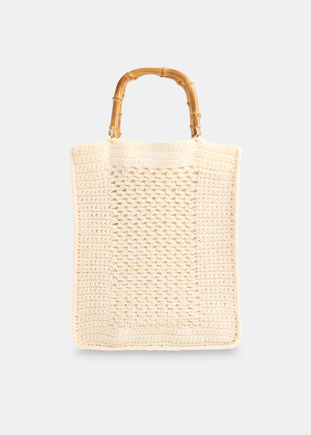 Cream Bamboo Handle Crochet Bag