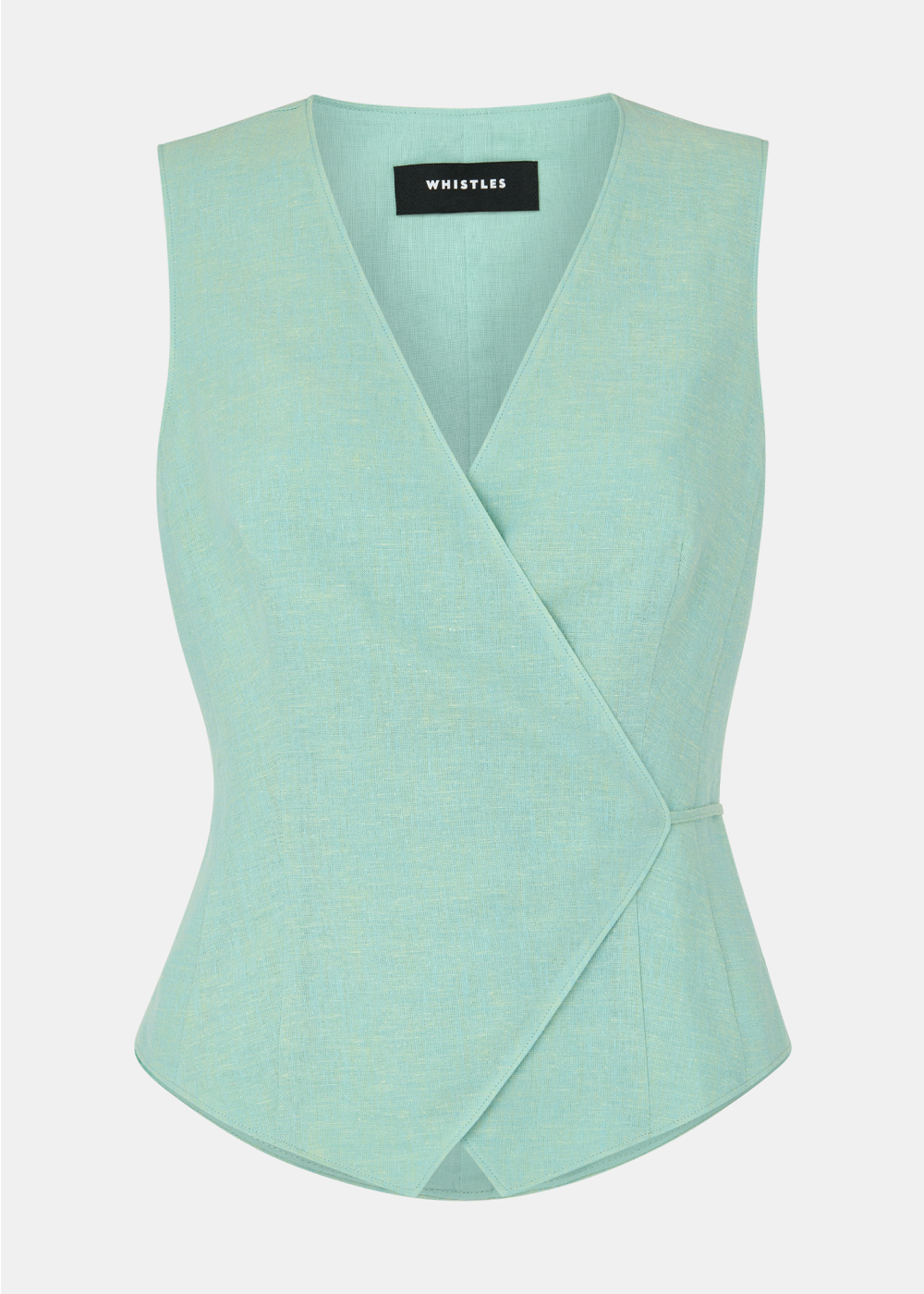 Mint Wrap Front Tie Waistcoat