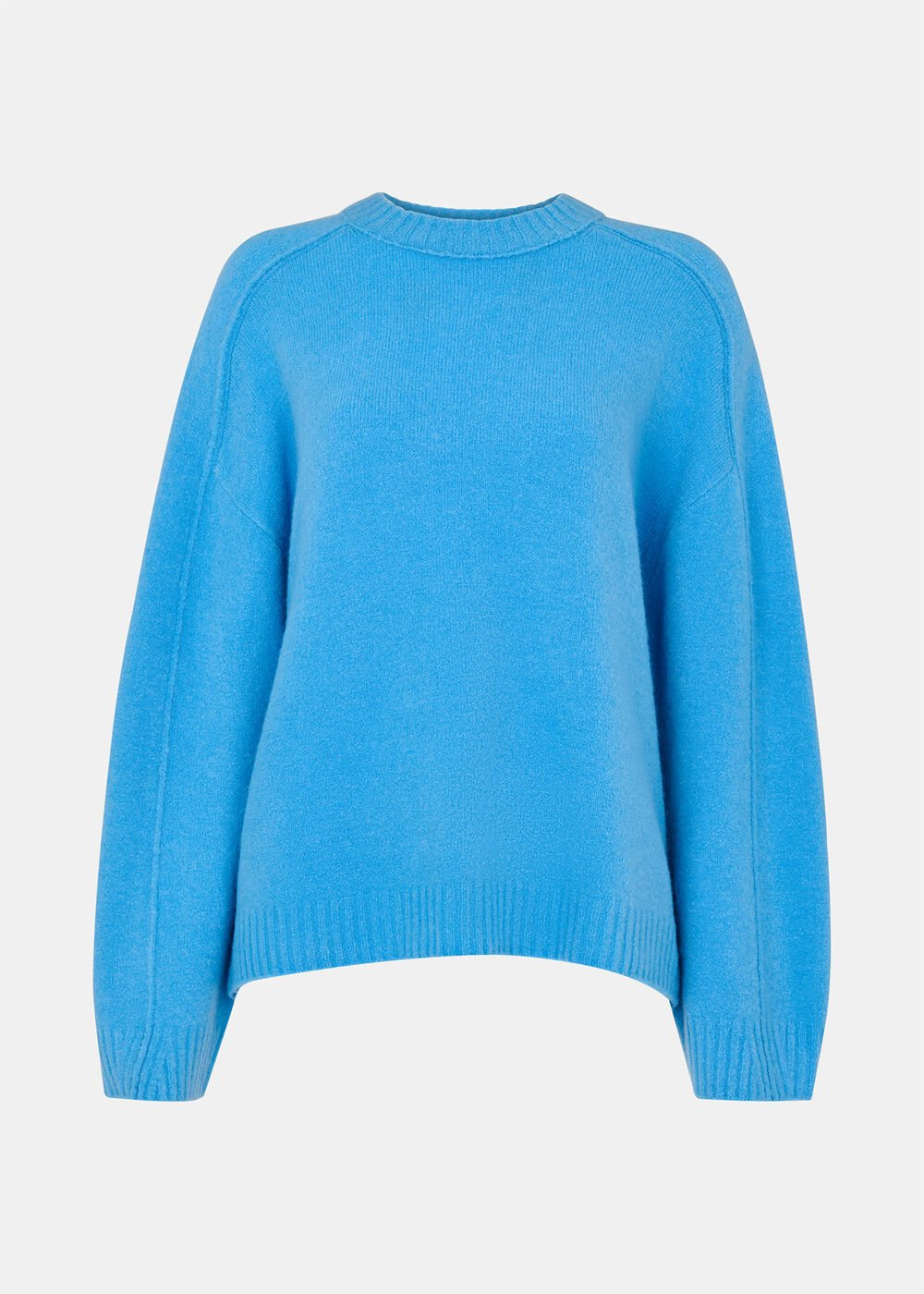 Blue Wool Mix Seam Detail Knit