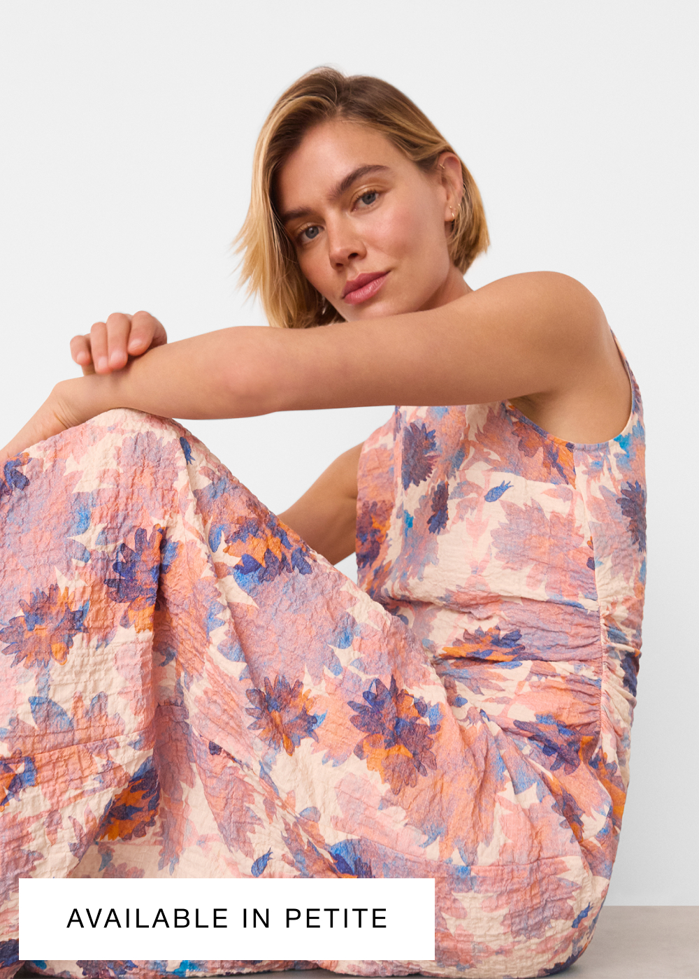 Pink Floral Textured Midi Dress