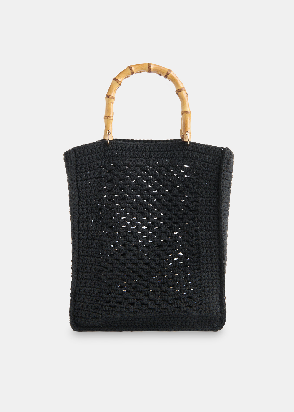 Black Bamboo Handle Crochet Bag