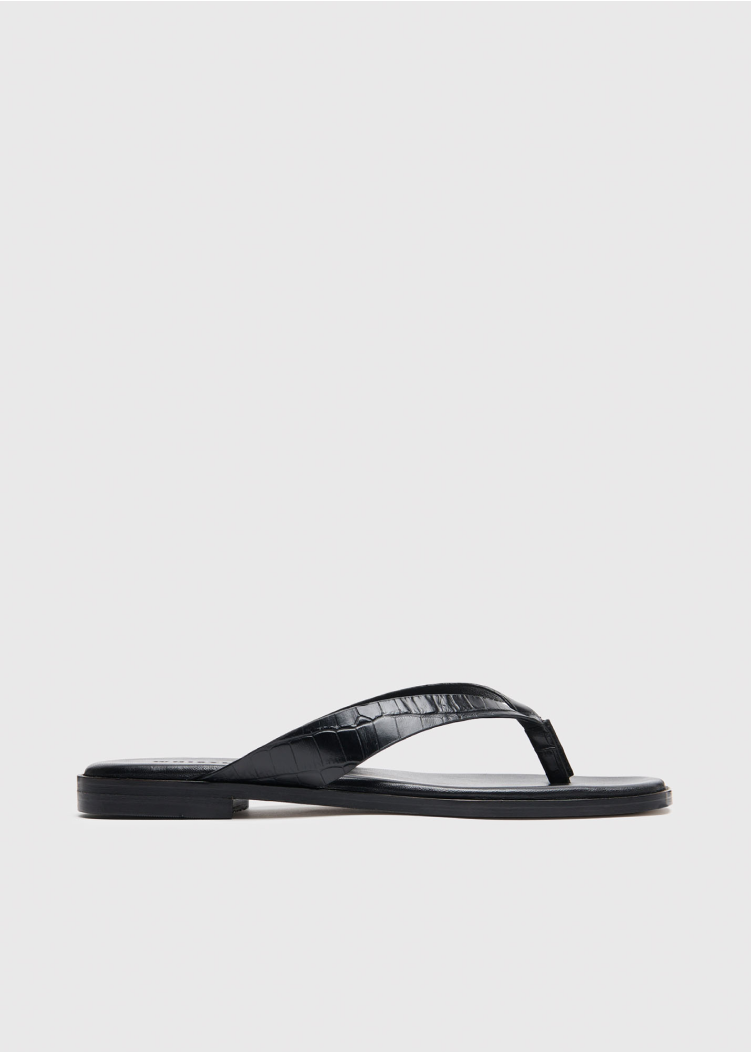Black Croc Embossed Flip Flop