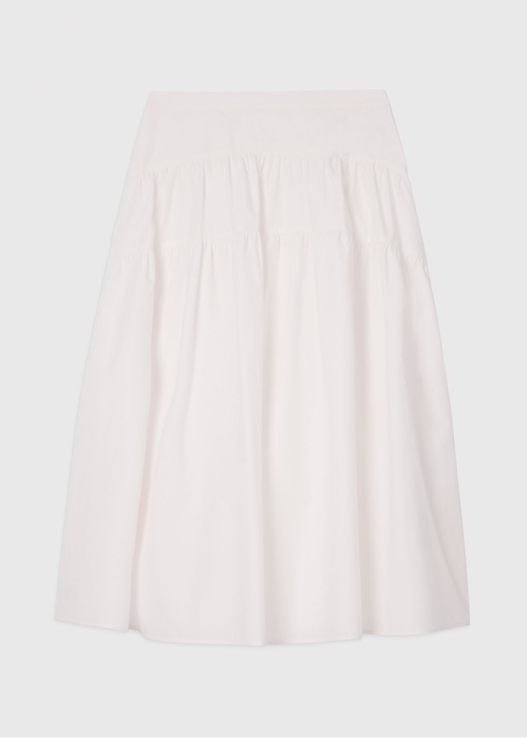White Tier Hem Cotton Skirt