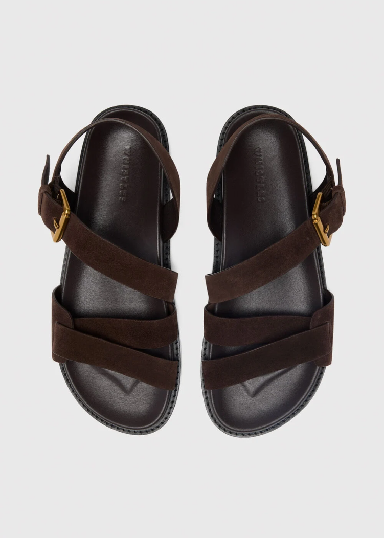Chocolate Asymmetric Buckle Sandal