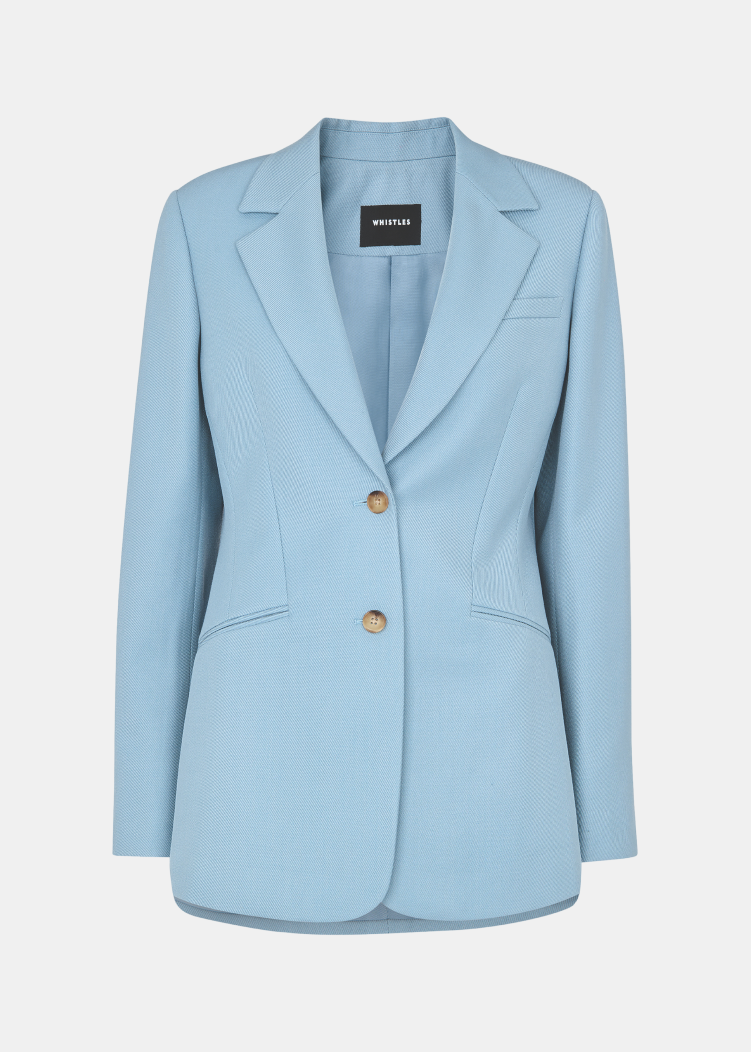 Blue Wool Blend Tailored Blazer