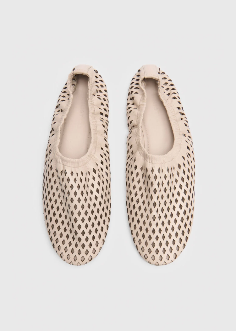 Ivory Lasercut Ballet Pump