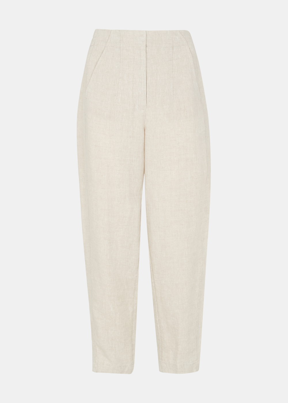 Oatmeal Linen Barrel Trouser