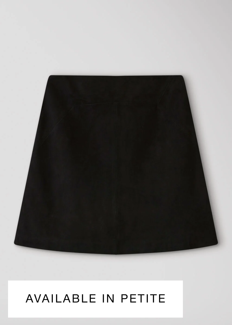 Black Suede A Line Mini Skirt